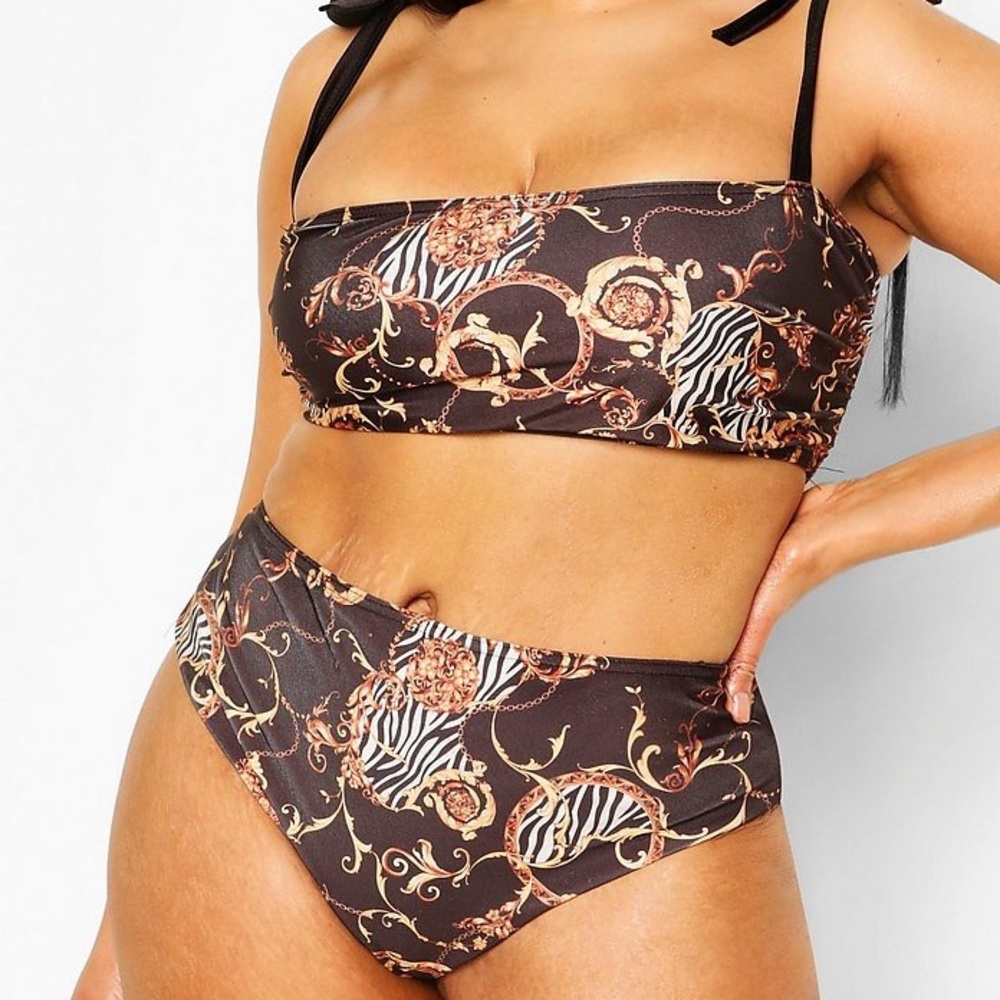 ❤️ Boohoo Plus Chain Print High Waist Bikini size 24